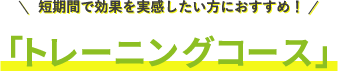 短期間で効果を実感したい方におすすめ！「トレーニングコース」
